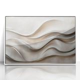 Sculpted Waves – Silver Fluid Abstract Wall Art in Soft Tones