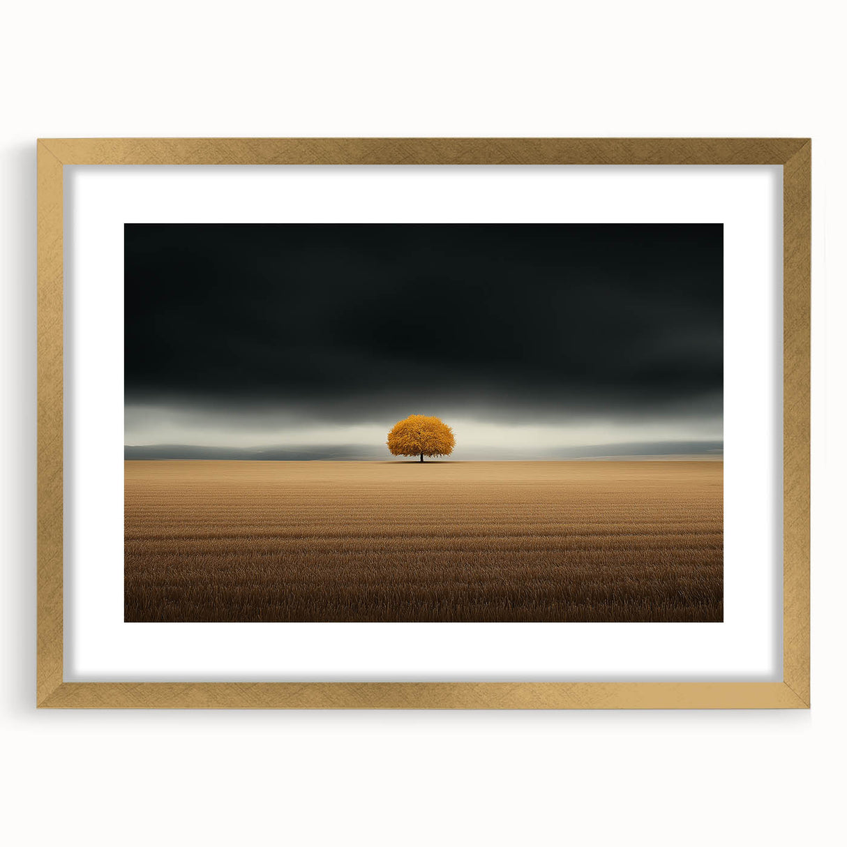 Golden Solitary Tree – Dramatic Landscape & Nature Art Prints
