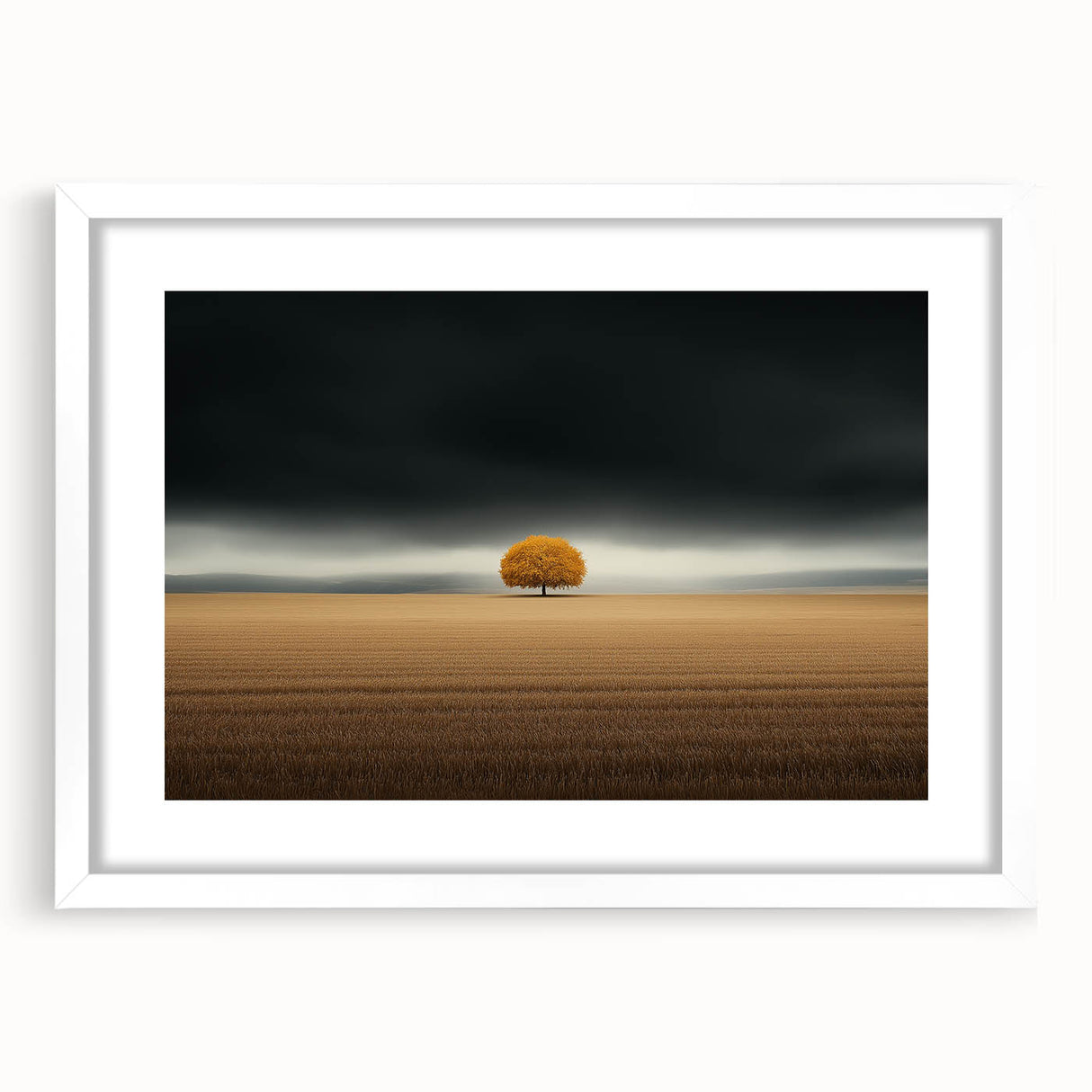 Golden Solitary Tree – Dramatic Landscape & Nature Art Prints