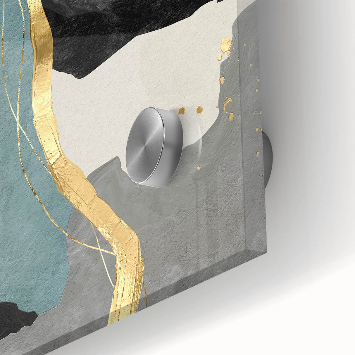 Modern Abstract Wall Art - Black, Gray & Gold Geometric Print