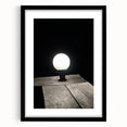 Contemporary Minimalist Nature Art – Night Lamp on Wooden Texture