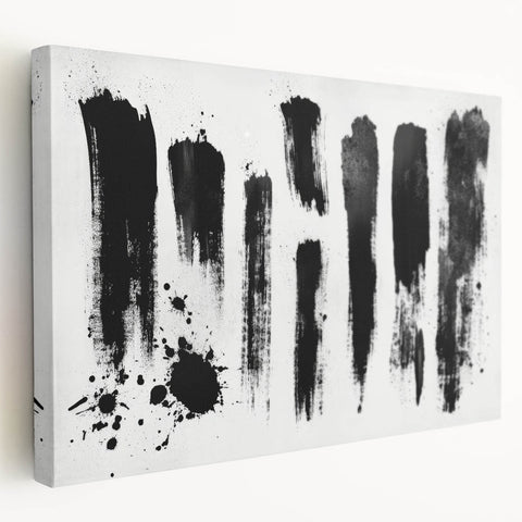 Minimalist Black and White Abstract Art - Bold Brushstroke Canvas
