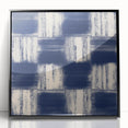 Earthen Harmony Abstracts – Navy Blue Grid Modern Abstract Wall Art