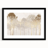Minimalist Mountain Wall Art – Textured Golden Forest in Haze
