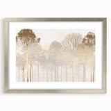 Minimalist Mountain Wall Art – Textured Golden Forest in Haze