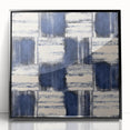 Structured Serenity – Navy Grid Pattern Canvas from Earthen Harmony