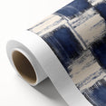 Structured Serenity – Navy Grid Pattern Canvas from Earthen Harmony