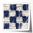 Structured Serenity – Navy Grid Pattern Canvas from Earthen Harmony