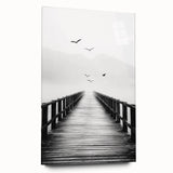 Misty Pier with Birds - Fine Art Photography Framed Prints