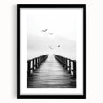 Misty Pier with Birds - Fine Art Photography Framed Prints