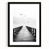 Misty Pier with Birds - Fine Art Photography Framed Prints