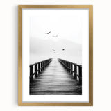 Misty Pier with Birds - Fine Art Photography Framed Prints