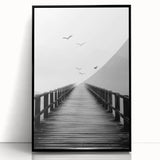 Misty Pier with Birds - Fine Art Photography Framed Prints