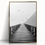 Misty Pier with Birds - Fine Art Photography Framed Prints