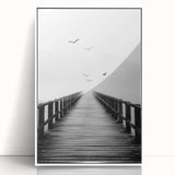 Misty Pier with Birds - Fine Art Photography Framed Prints