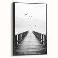 Misty Pier with Birds - Fine Art Photography Framed Prints