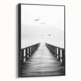 Misty Pier with Birds - Fine Art Photography Framed Prints