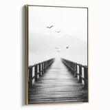 Misty Pier with Birds - Fine Art Photography Framed Prints