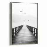 Misty Pier with Birds - Fine Art Photography Framed Prints