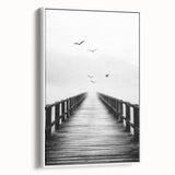 Misty Pier with Birds - Fine Art Photography Framed Prints