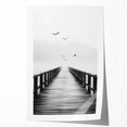 Misty Pier with Birds - Fine Art Photography Framed Prints