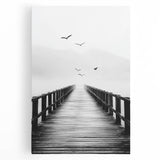 Misty Pier with Birds - Fine Art Photography Framed Prints