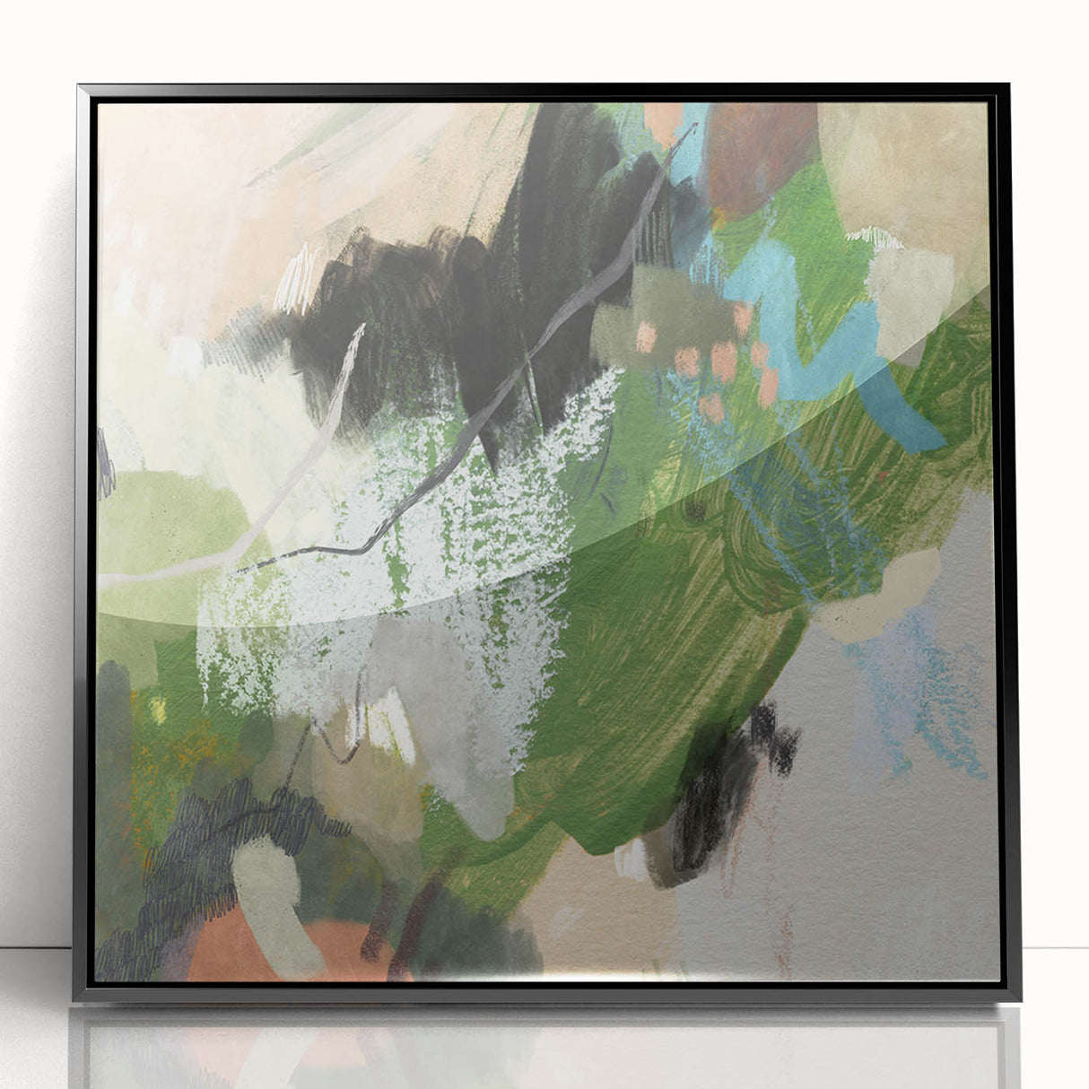Earthen Harmony Abstracts – Green and Beige Nature-Inspired Wall Art
