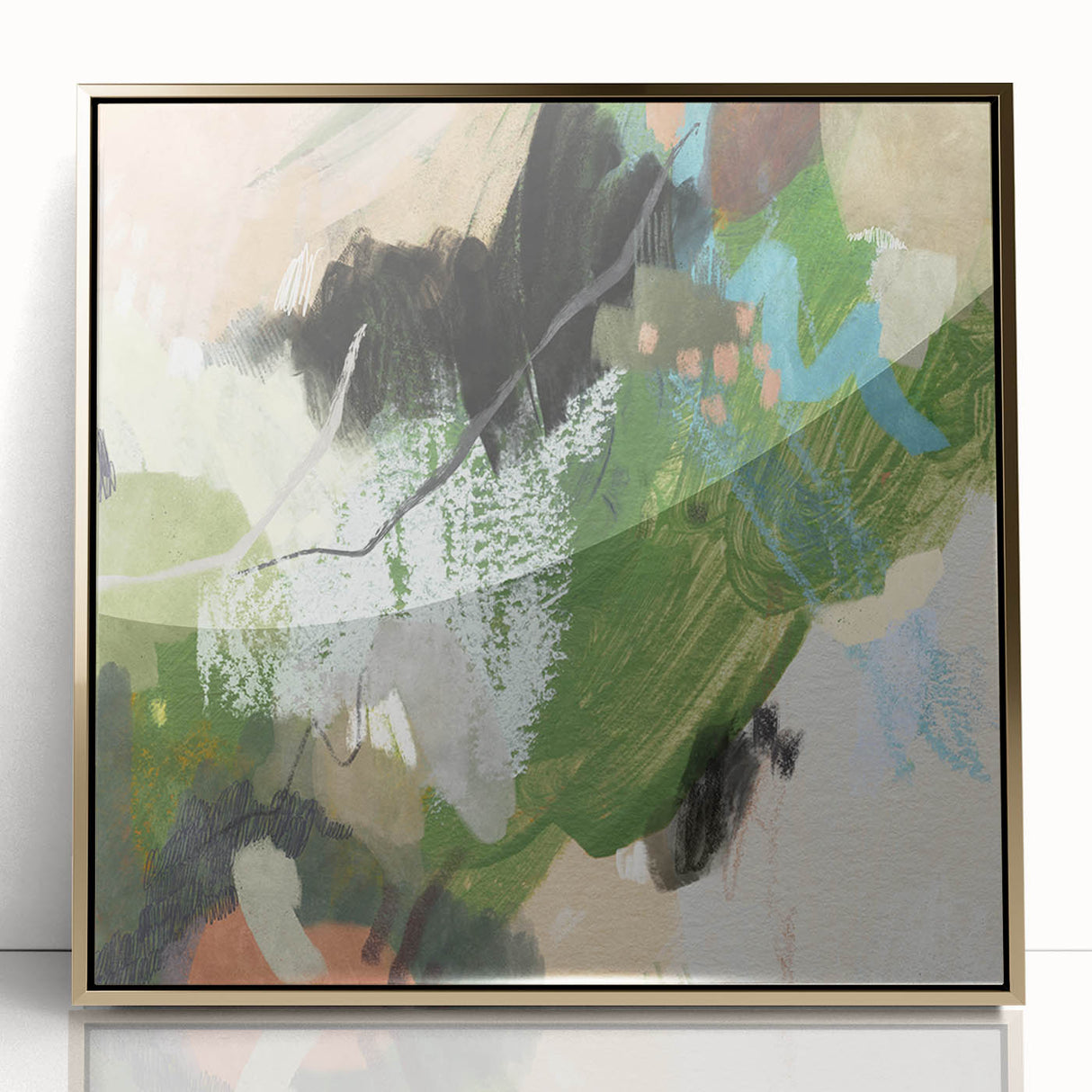 Earthen Harmony Abstracts – Green and Beige Nature-Inspired Wall Art