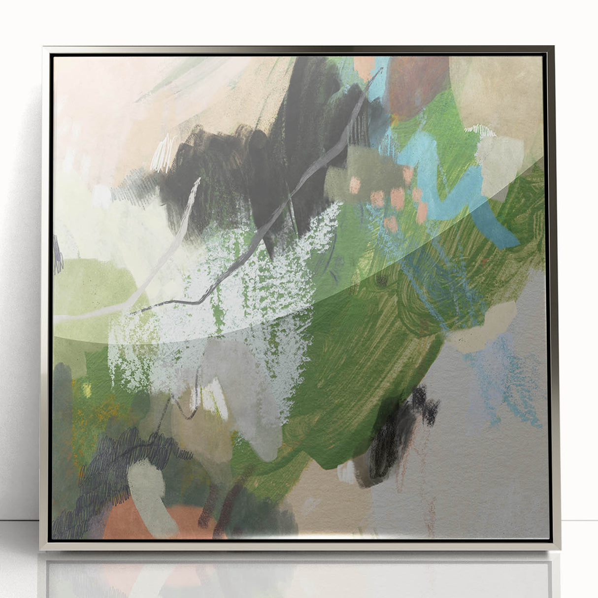Earthen Harmony Abstracts – Green and Beige Nature-Inspired Wall Art