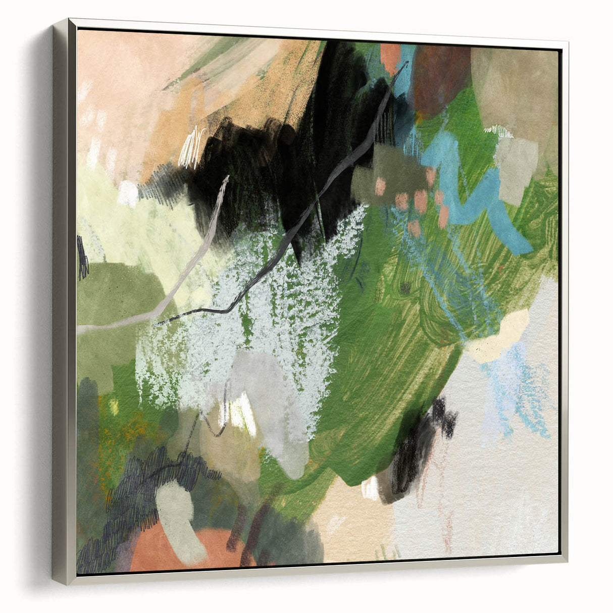 Earthen Harmony Abstracts – Green and Beige Nature-Inspired Wall Art