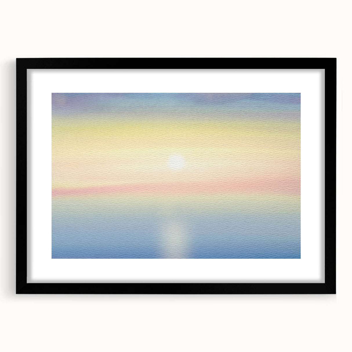 Minimalist Coastal Landscape Art – Pastel Ocean Sunrise Serenity