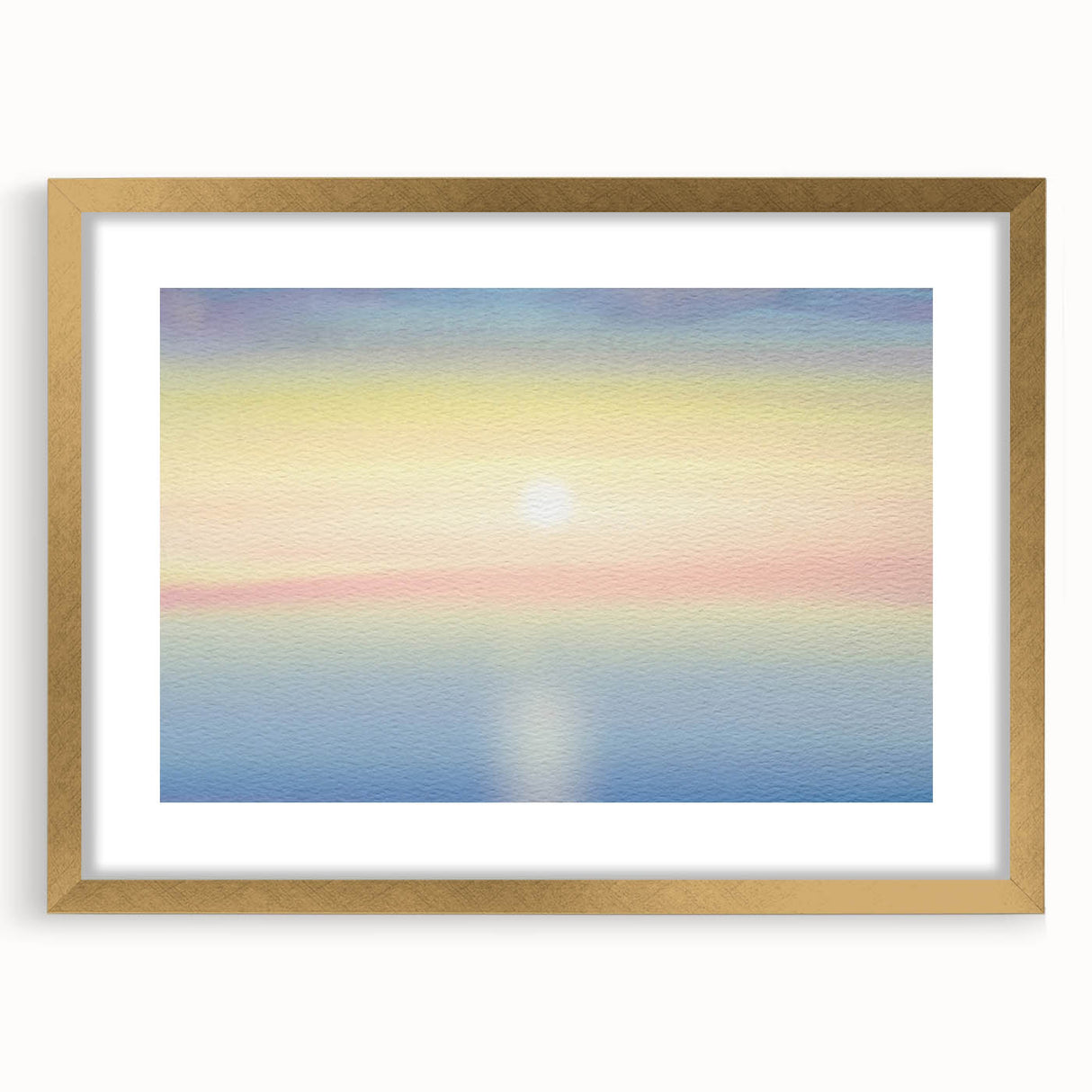 Minimalist Coastal Landscape Art – Pastel Ocean Sunrise Serenity