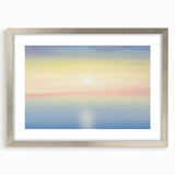 Minimalist Coastal Landscape Art – Pastel Ocean Sunrise Serenity