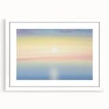 Minimalist Coastal Landscape Art – Pastel Ocean Sunrise Serenity