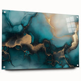 Ocean Veins – Fluid Art Paintings for Walls in Teal and Gold