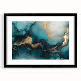 Ocean Veins – Fluid Art Paintings for Walls in Teal and Gold