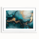 Ocean Veins – Fluid Art Paintings for Walls in Teal and Gold