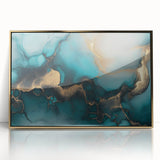 Ocean Veins – Fluid Art Paintings for Walls in Teal and Gold