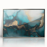 Ocean Veins – Fluid Art Paintings for Walls in Teal and Gold