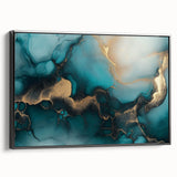 Ocean Veins – Fluid Art Paintings for Walls in Teal and Gold