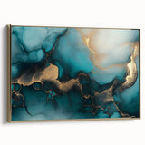 Ocean Veins – Fluid Art Paintings for Walls in Teal and Gold