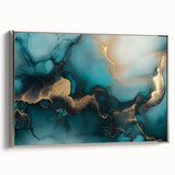 Ocean Veins – Fluid Art Paintings for Walls in Teal and Gold
