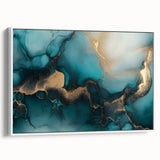 Ocean Veins – Fluid Art Paintings for Walls in Teal and Gold