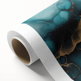 Ocean Veins – Fluid Art Paintings for Walls in Teal and Gold