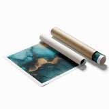 Ocean Veins – Fluid Art Paintings for Walls in Teal and Gold