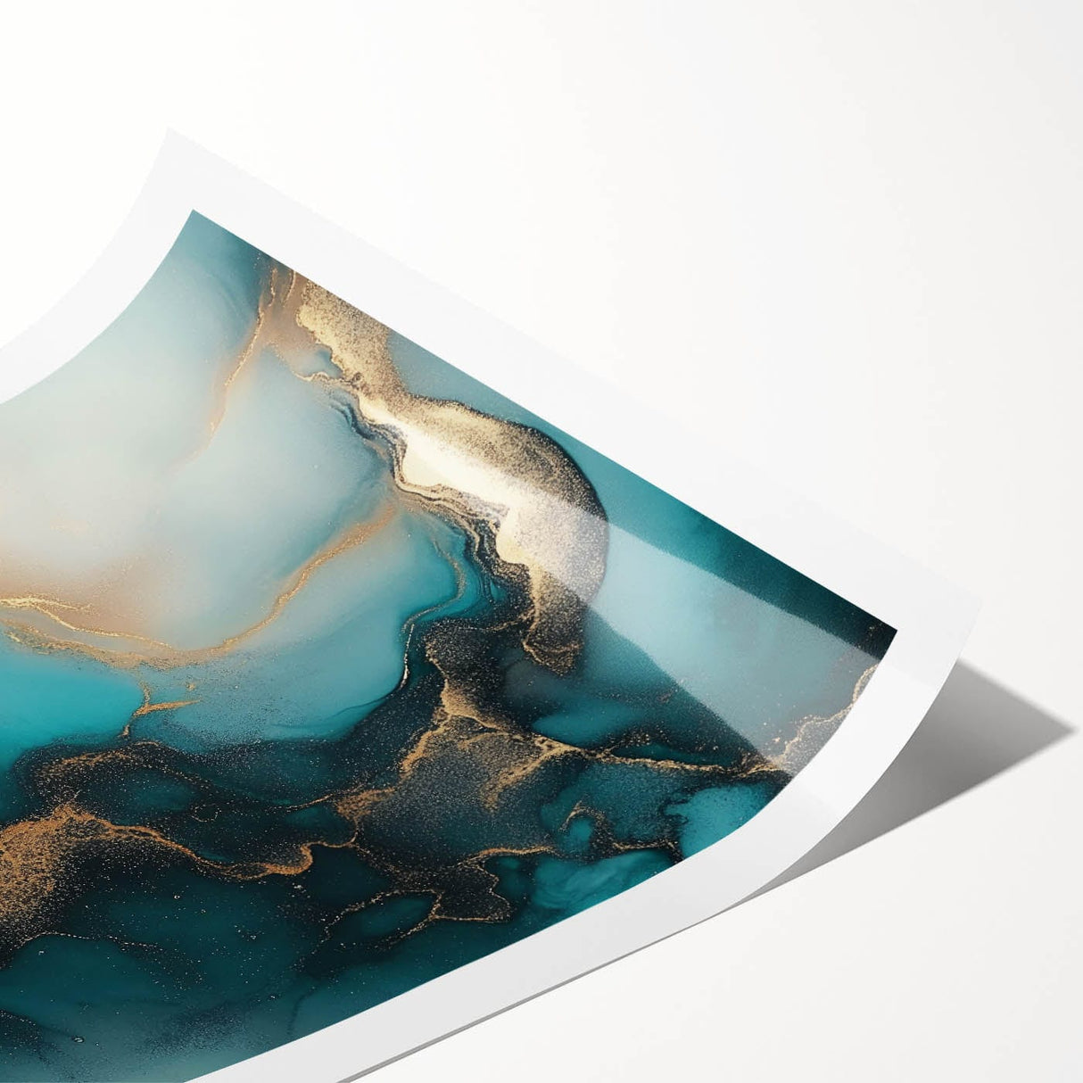 Ocean Veins – Fluid Art Paintings for Walls in Teal and Gold