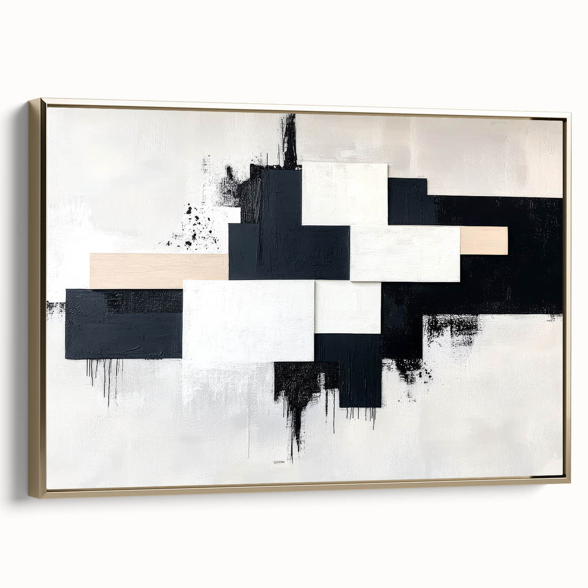 Minimalist Black and White Abstract Art - Monochrome Canvas Print