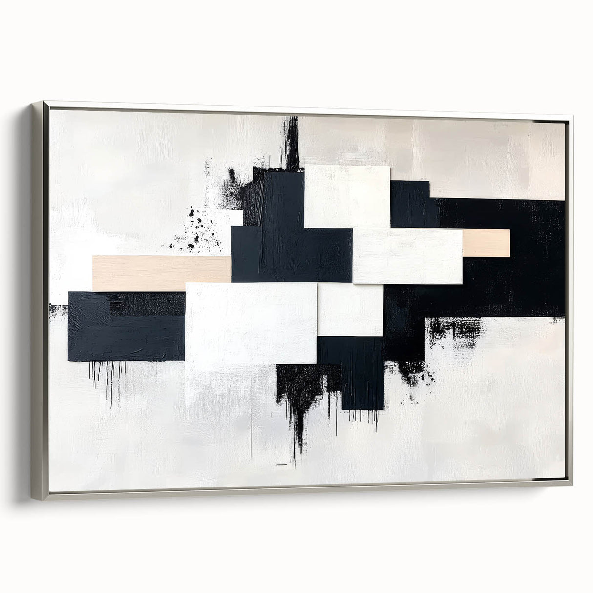 Minimalist Black and White Abstract Art - Monochrome Canvas Print