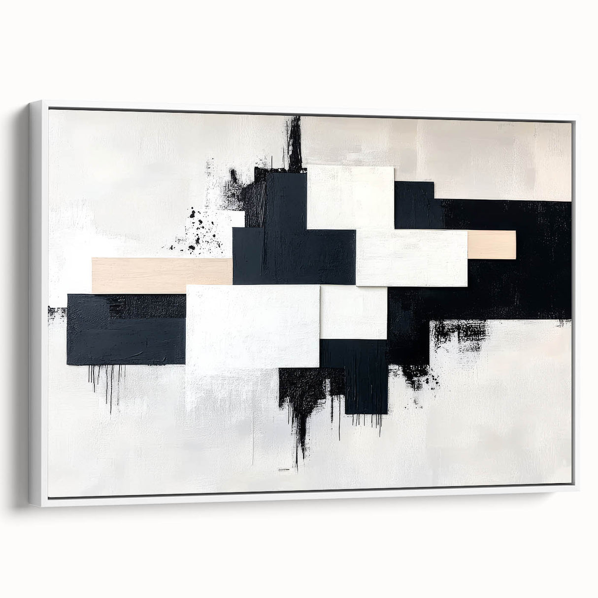 Minimalist Black and White Abstract Art - Monochrome Canvas Print