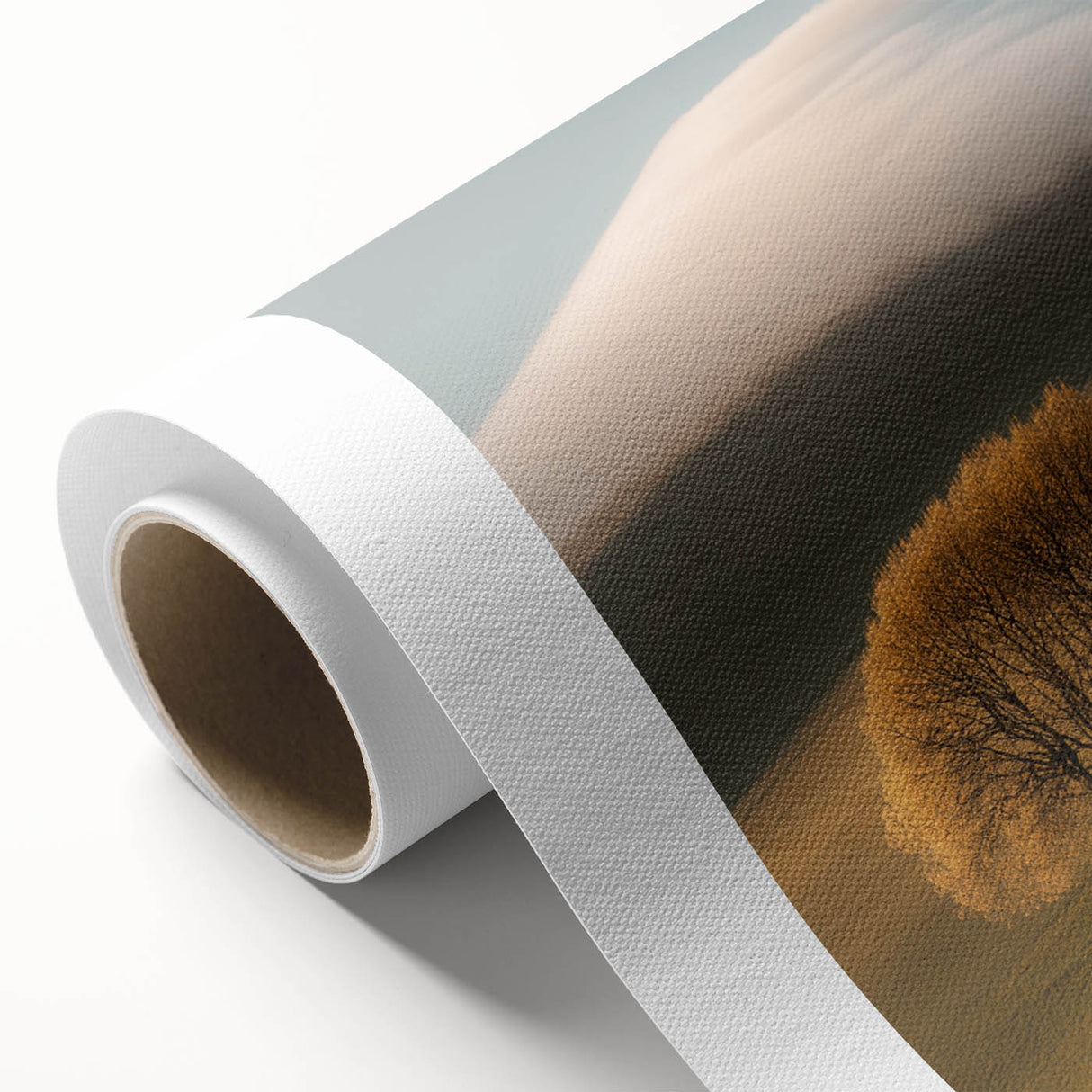 Golden Tree & Cottage Landscape Art – Nature-Inspired Wall Art